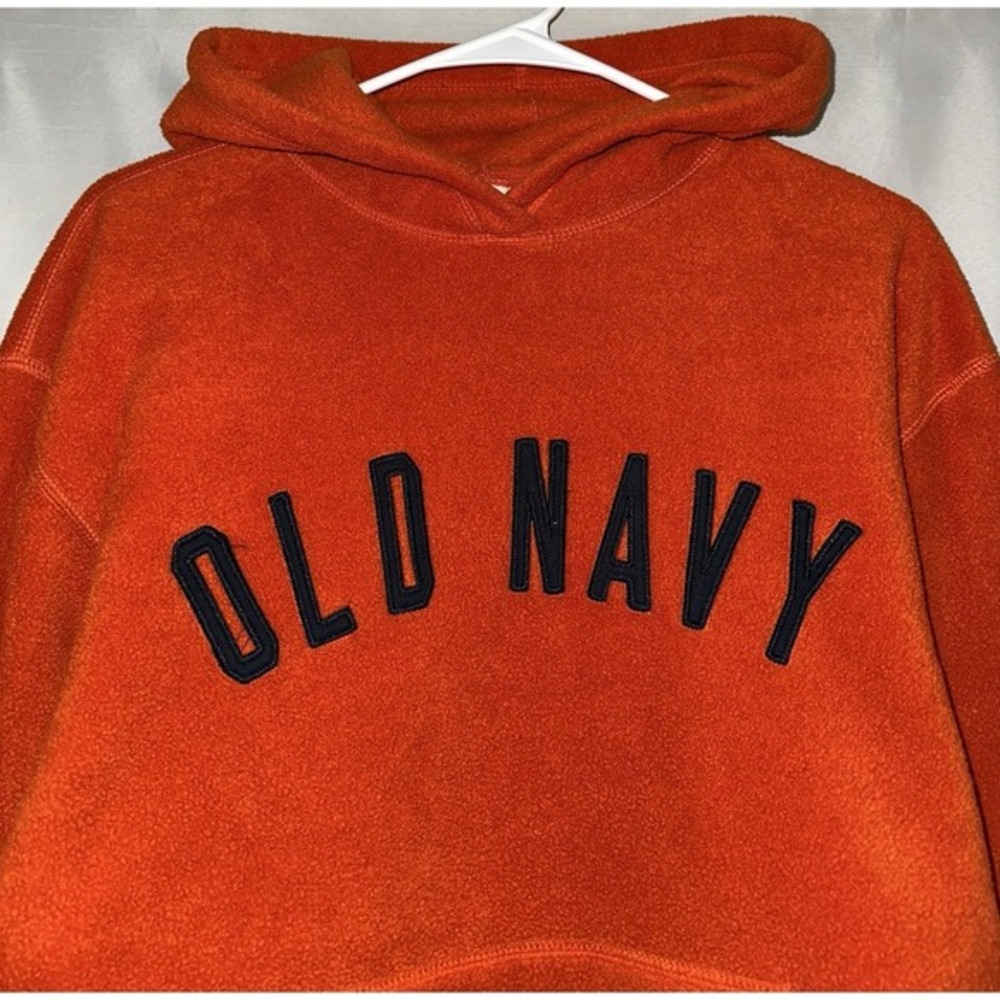 Old Navy Fleece Hoodie Mens Medium Orange Vintage Y2K - Picture 2 of 4